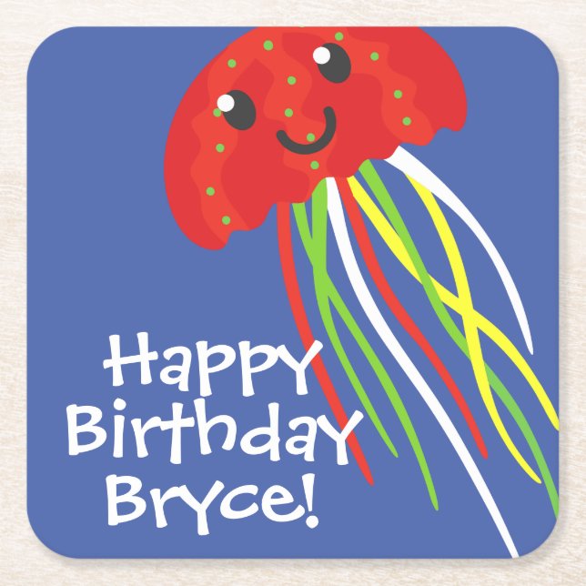 Dessous-de-verre Carré En Papier Joyeux méduses Dessous de verre de papier personna (Devant)