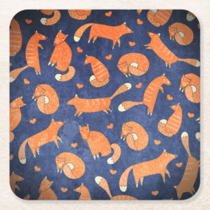 Dessous-de-verre Carré En Papier Joyeux motif de renard animal