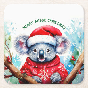 Dessous-de-verre Carré En Papier Joyeux Noël australien Koala