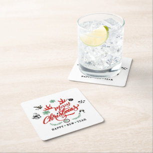 Dessous-de-verre Carré En Papier Joyeux Noël Bonne Année