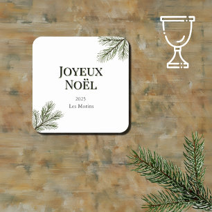 Dessous-de-verre Carré En Papier Joyeux Noel - branches de pin délicates