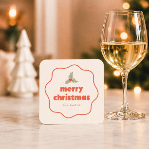 Dessous-de-verre Carré En Papier Joyeux Noël Cadre Ondulé Vacances