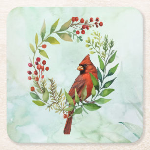 Dessous-de-verre Carré En Papier Joyeux Noël Cardinal Classique 