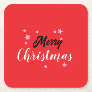 Dessous-de-verre Carré En Papier Joyeux Noël classique unique minimaliste simple