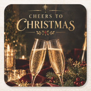 Dessous-de-verre Carré En Papier Joyeux Noël Élégant Champagne de Noël