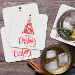 Dessous-de-verre Carré En Papier Joyeux Noël moderne Arbre Rouge vacances<br><div class="desc">Le sapin de Noël de boules rouges et d'étoiles noires et l'accueil MERRY CHRISTMAS sont présentés sur un arrière - plan gris clair est caractéristiques sur ces dessous de verre de papier lourd. CORRESPONDANCE d'objets dans notre collection.</div>