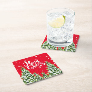Dessous-de-verre Carré En Papier Joyeux Noël Neiges Dessous de verre en papier de N