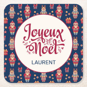 Dessous-de-verre Carré En Papier Joyeux Noel Personnalisé