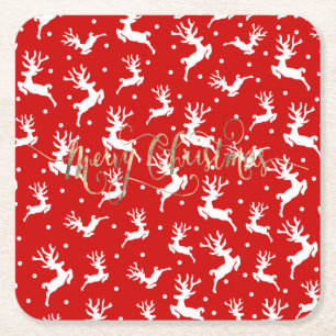 Dessous-de-verre Carré En Papier Joyeux Noël Rénes Rouges