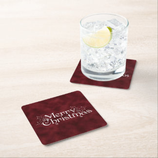 Dessous-de-verre Carré En Papier Joyeux Noël Rouge Velours Classique Vintage