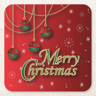 Dessous-de-verre Carré En Papier Joyeux Noël rouge vif
