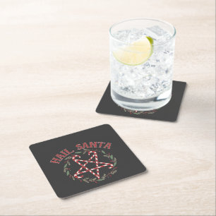 Dessous-de-verre Carré En Papier Joyeux Noël Satan Krampus Xmas Diable Bonbons