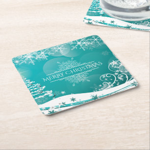 Dessous-de-verre Carré En Papier Joyeux Noël Snowflakes Arbre Fleurs & Étoiles