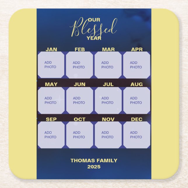 Dessous-de-verre Carré En Papier Joyeux Nouvel An Blessé Année Fête Photo (Devant)