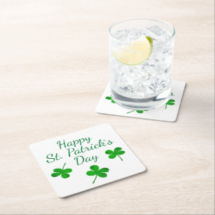 Dessous-de-verre Carré En Papier Joyeux Saint Patrick`s Day Shamrock vert irlandais