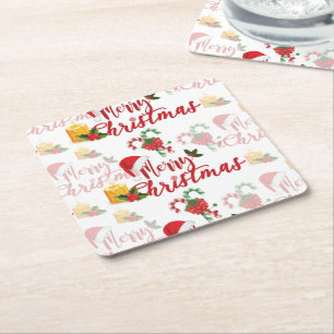 Dessous-de-verre Carré En Papier Joyeux script de calgraphie de Noël