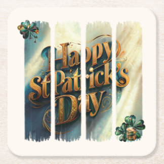 Dessous-de-verre Carré En Papier Joyeux St.Patrick's Day Pinceau vertical