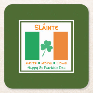 Dessous-de-verre Carré En Papier JOYEUX ST PATRICK'S DAY Sláinte Shamrock irlandais