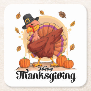 Dessous-de-verre Carré En Papier Joyeux Thanksgiving