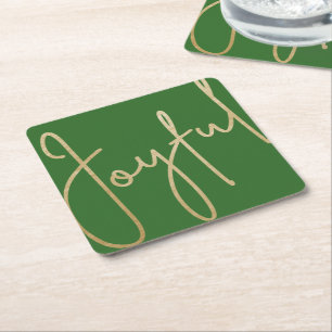 Dessous-de-verre Carré En Papier JOYFUL Gold Faux Foil vert
