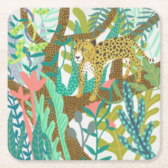 Dessous-de-verre Carré En Papier Jungle Roar - Cheetah (Devant)