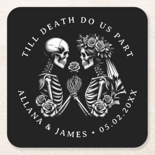 Dessous-de-verre Carré En Papier Jusqu'à la mort Faisons-nous partie Mariage gothiq