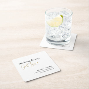 Dessous-de-verre Carré En Papier Just Love ÉDITABLE COULEUR Mariages Dessous de ver