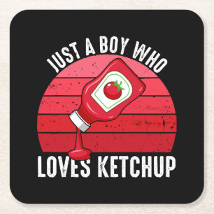 Dessous-de-verre Carré En Papier Juste un garçon qui aime le ketchup