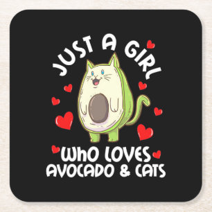 Dessous-de-verre Carré En Papier Juste Une Fille Qui Aime L'Avocado Et Les Chats