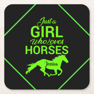 Dessous-de-verre Carré En Papier Juste Une Fille Qui Aime Les Chevaux Personnalisés