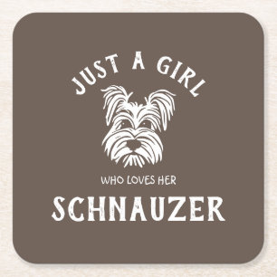 Dessous-de-verre Carré En Papier Juste une fille qui aime son Schnauzer
