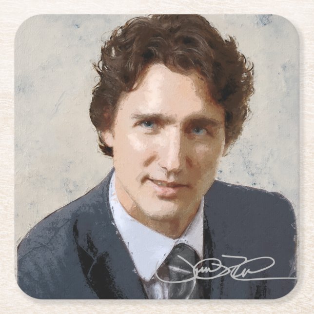 Dessous-de-verre Carré En Papier Justin Trudeau (Devant)