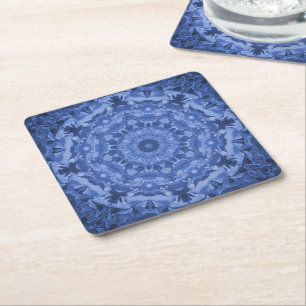 Dessous-de-verre Carré En Papier Kaleidoscope bleu royal complexe
