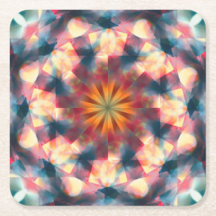 Dessous-de-verre Carré En Papier Kaleidoscopique Prismatique Mandala