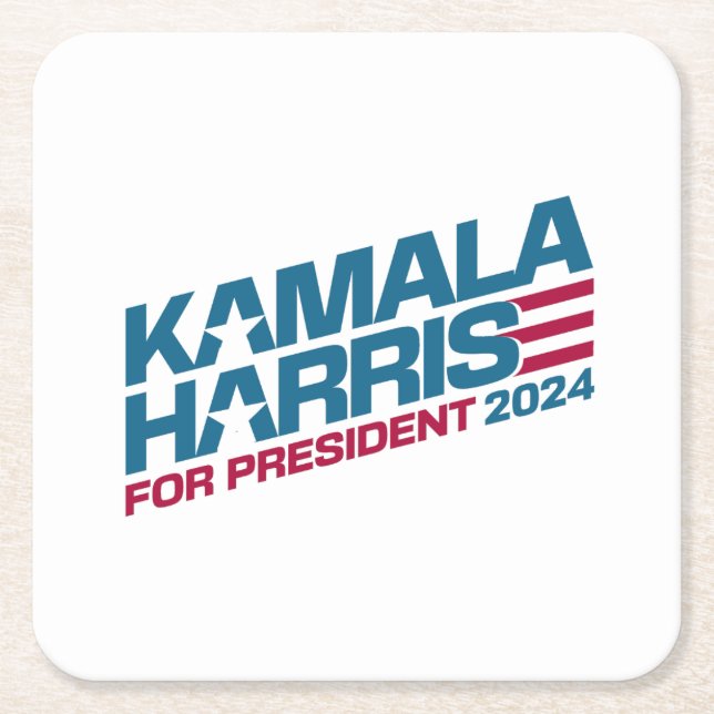 Dessous-de-verre Carré En Papier Kamala Harris 2024 Pour La Campagne Électorale (Devant)