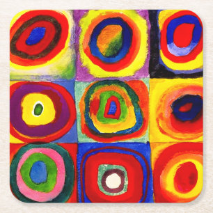 Dessous-de-verre Carré En Papier Kandinsky Farbstudie Quadrates Cercles Art 