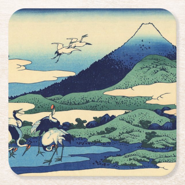Dessous-de-verre Carré En Papier Katsushika Hokusai - Umegawa dans la province de S (Devant)