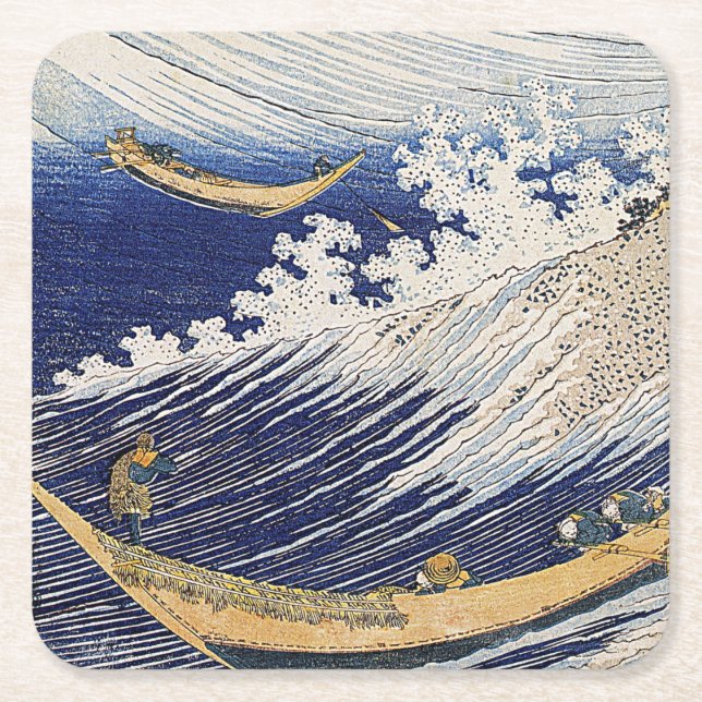 Dessous-de-verre Carré En Papier Katsushika Hokusai. vagues (Devant)