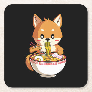 Dessous-de-verre Carré En Papier Kawaii ramen shiba inu   cadeau amoureux de nouill