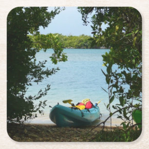 Dessous-de-verre Carré En Papier Kayaking aux îles Virgin