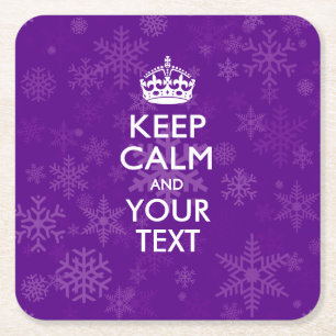 Dessous-de-verre Carré En Papier KEEP CALM personnalisé et votre texte pour la neig