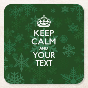 Dessous-de-verre Carré En Papier KEEP CALM personnalisé et votre texte pour la neig