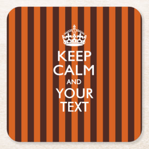 Dessous-de-verre Carré En Papier KEEP CALM personnalisé et votre texte pour Orange