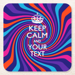 Dessous-de-verre Carré En Papier KEEP CALM personnalisé et votre texte pour Swirl