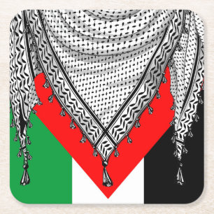 Dessous-de-verre Carré En Papier Keffiyeh Écharpe palestinienne tissu traditionnel