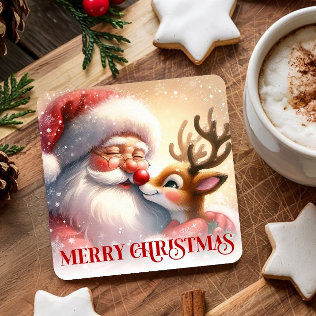 Dessous-de-verre Carré En Papier Kids Christmas Paper Coasters Santa Claus Rudolph (Kids Christmas Paper Coasters Santa Claus Rudolph)
