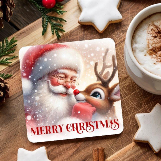 Dessous-de-verre Carré En Papier Kids Style Santa Rudolph Cute Christmas Coasters (Kids Style Santa Rudolph Cute Christmas Coasters)