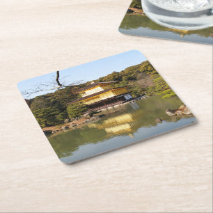 Dessous-de-verre Carré En Papier Kinkaku-ji 金 閣 Temple 寺 du Pavillon d'Or