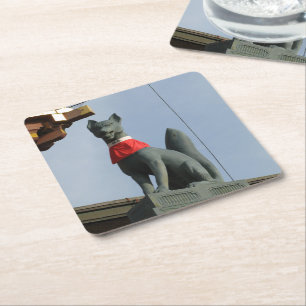 Dessous-de-verre Carré En Papier Kitsune キ ツ ネ (Fox) avec Bijou à la bouche