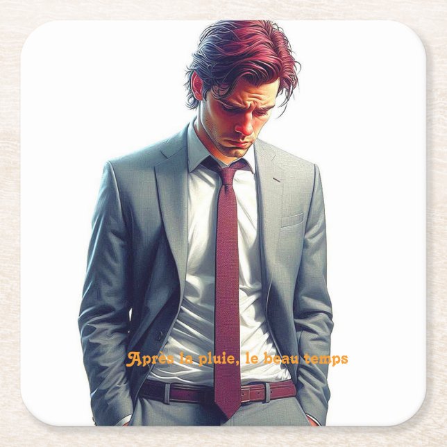 Dessous-de-verre Carré En Papier  - L’Essence du Renouveau (Devant)